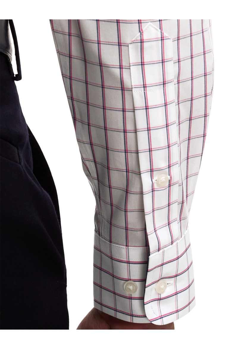 Cotton Buttondown Collar Poplin Tailored Contrast Trim Button Cuff Long Sleeve, Alternate, color, Navy/Pink