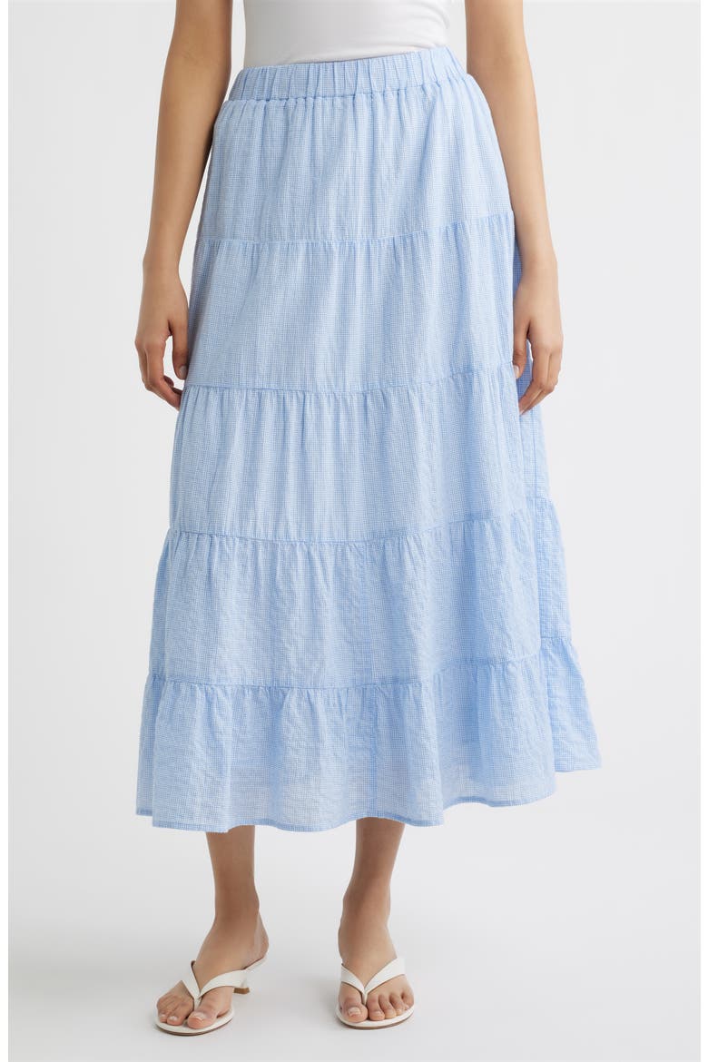 Tiered Maxi Skirt, Main, color, BLUEBERRY CHECK