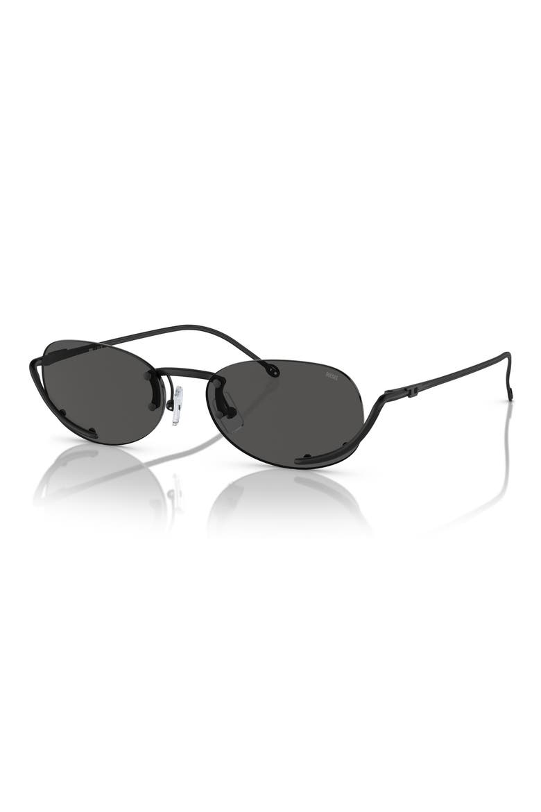 53mm Oval Sunglasses, Alternate, color, MATTE BLACK / DARK GREY