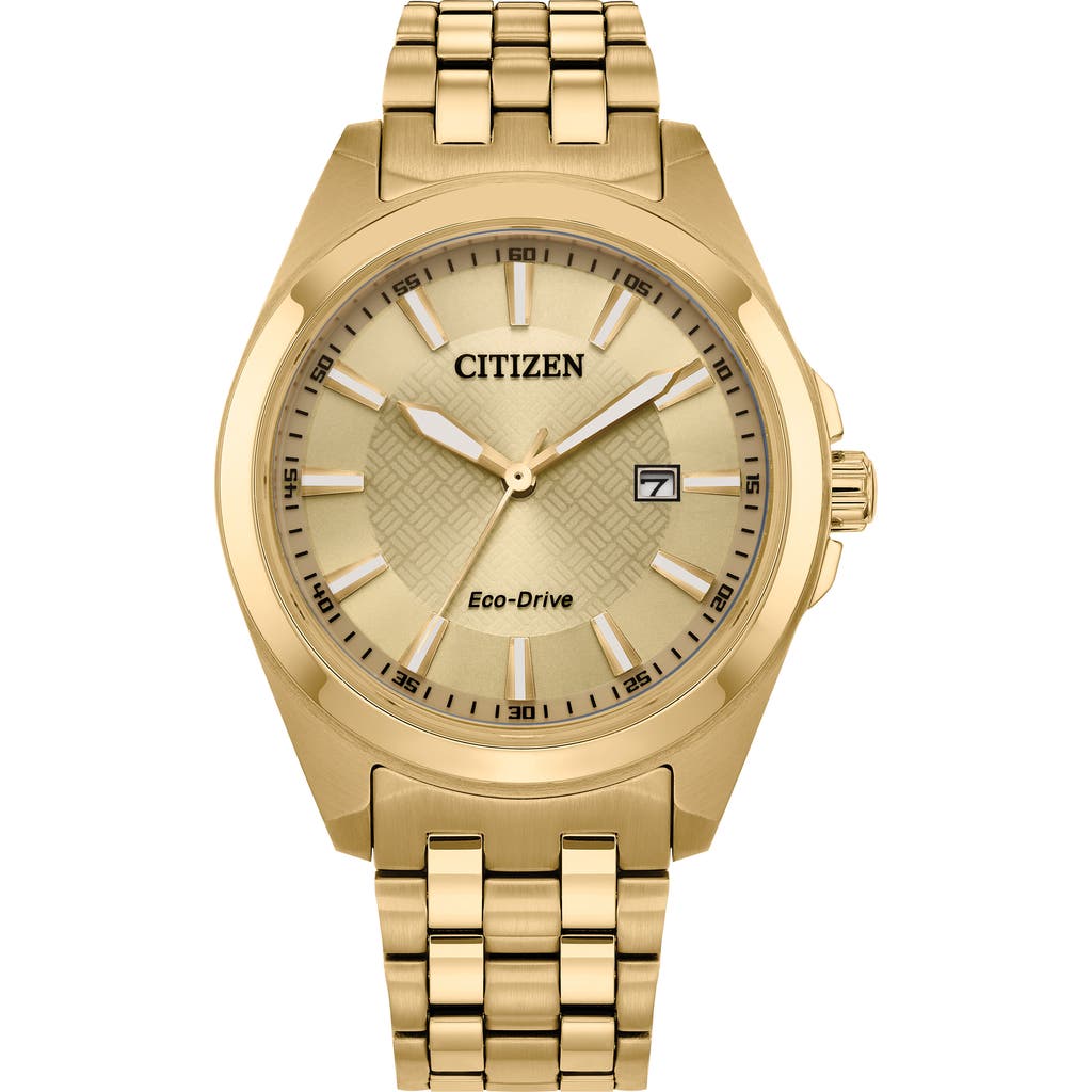 Citizen Peyten Mens Gold Tone Stainless Steel Bracelet Watch Bm7532-54p In Gold