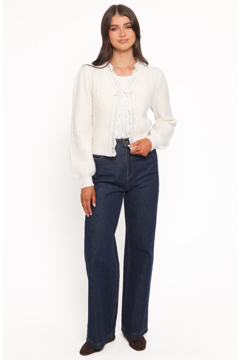 Silvie Tie Front Cardigan, Alternate, color, CREAM
