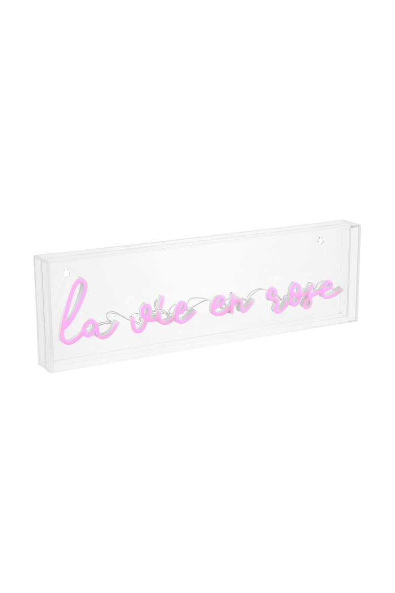 La Vie En Rose Contemporary Glam Acrylic Box USB Operated LED Neon Light, Main, color, Pink