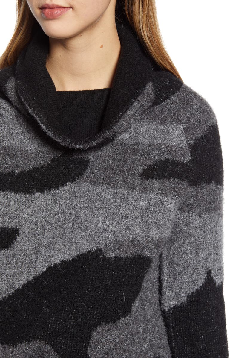 RD Style Camo Print Cowl Neck Sweater, Alternate, color, 