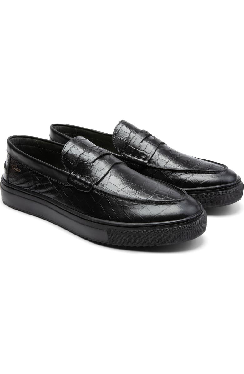 Gernie 22S Penny Loafer Sneaker, Main, color, Black Crocodile