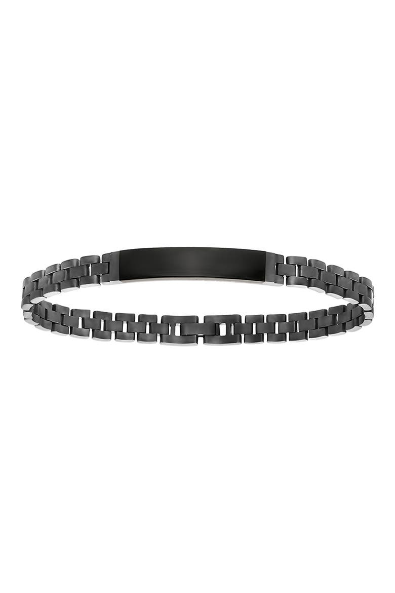 Black Sterling Silver Onyx Bar Chain Bracelet, Alternate, color, BLACK