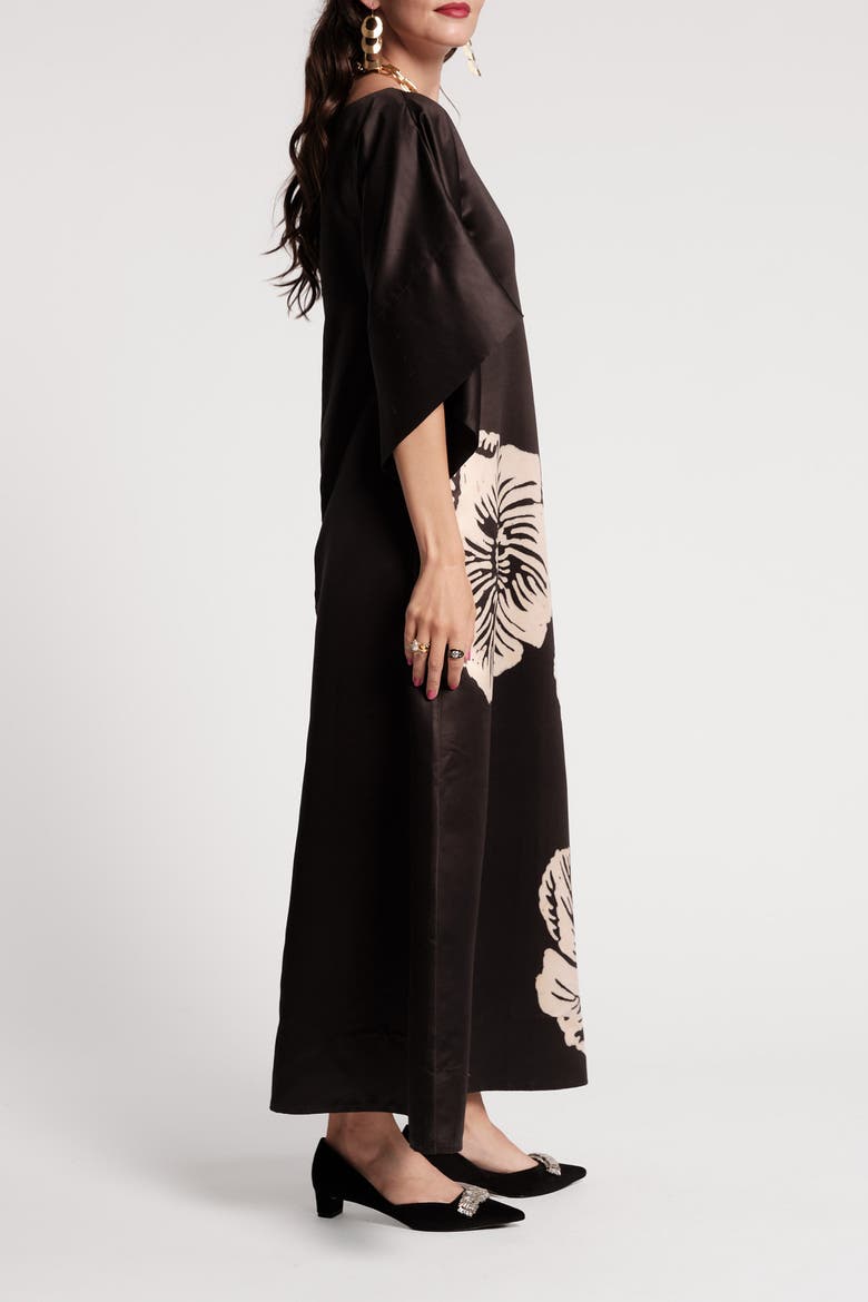 Spinnaker Maxi Dress Carefree Chrysanthemum, Alternate, color, Black/Camel