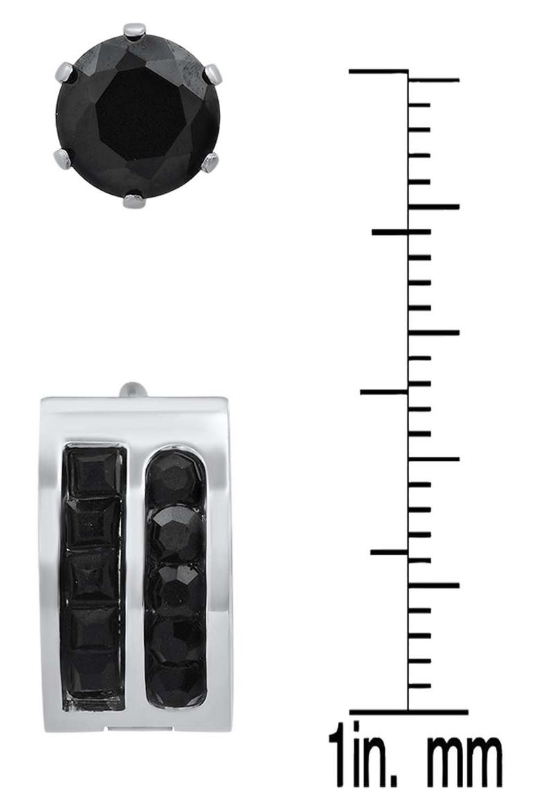 Set of 2 Pair Stainless Steel Earrings, Alternate, color, BLACK