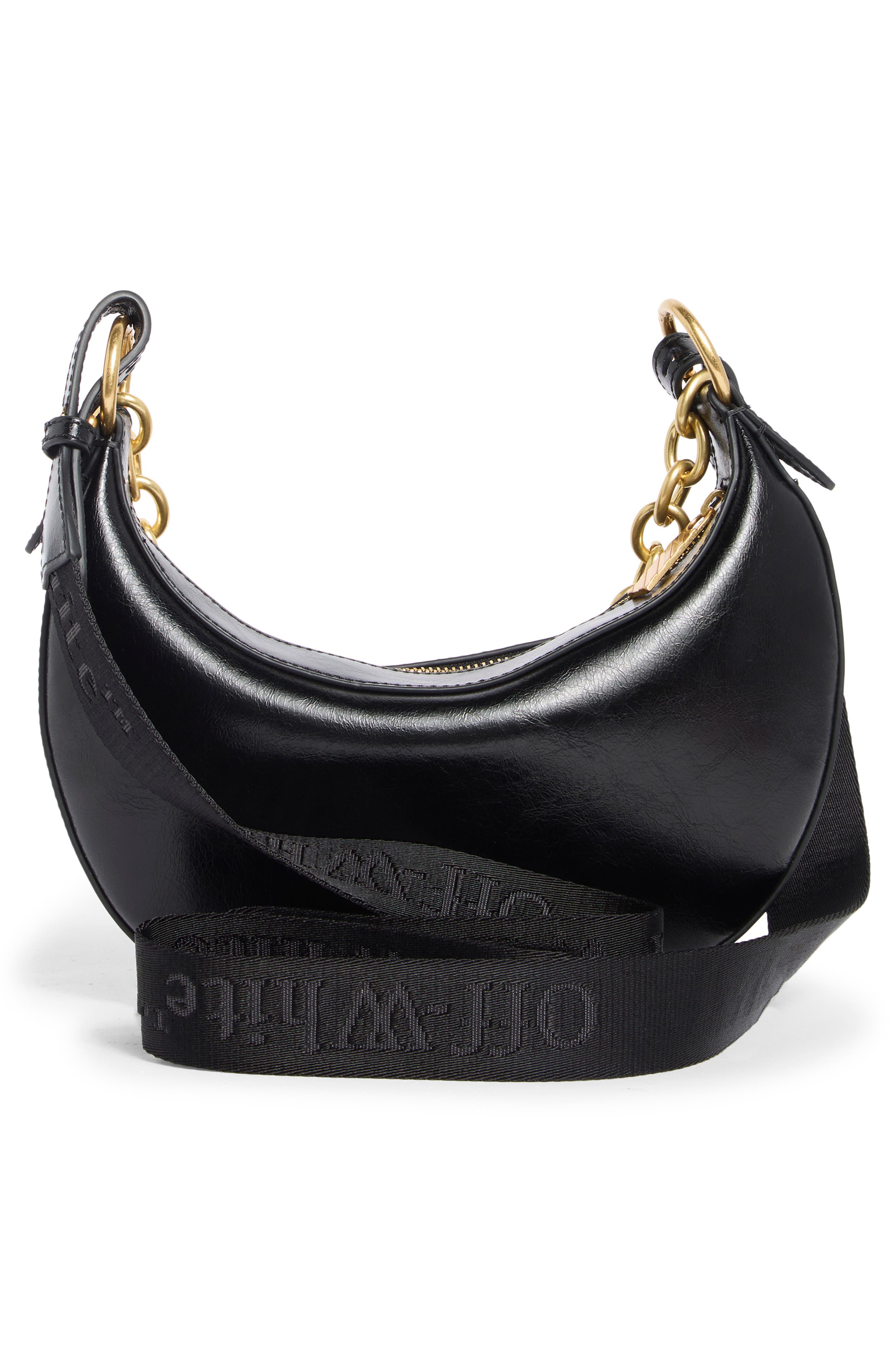 Off-White Hemisphere Leather Hobo Bag, Alternate, color, Black
