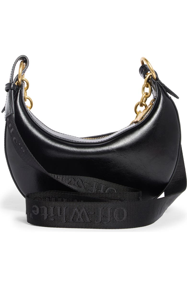 Off-White Hemisphere Leather Hobo Bag, Alternate, color, Black