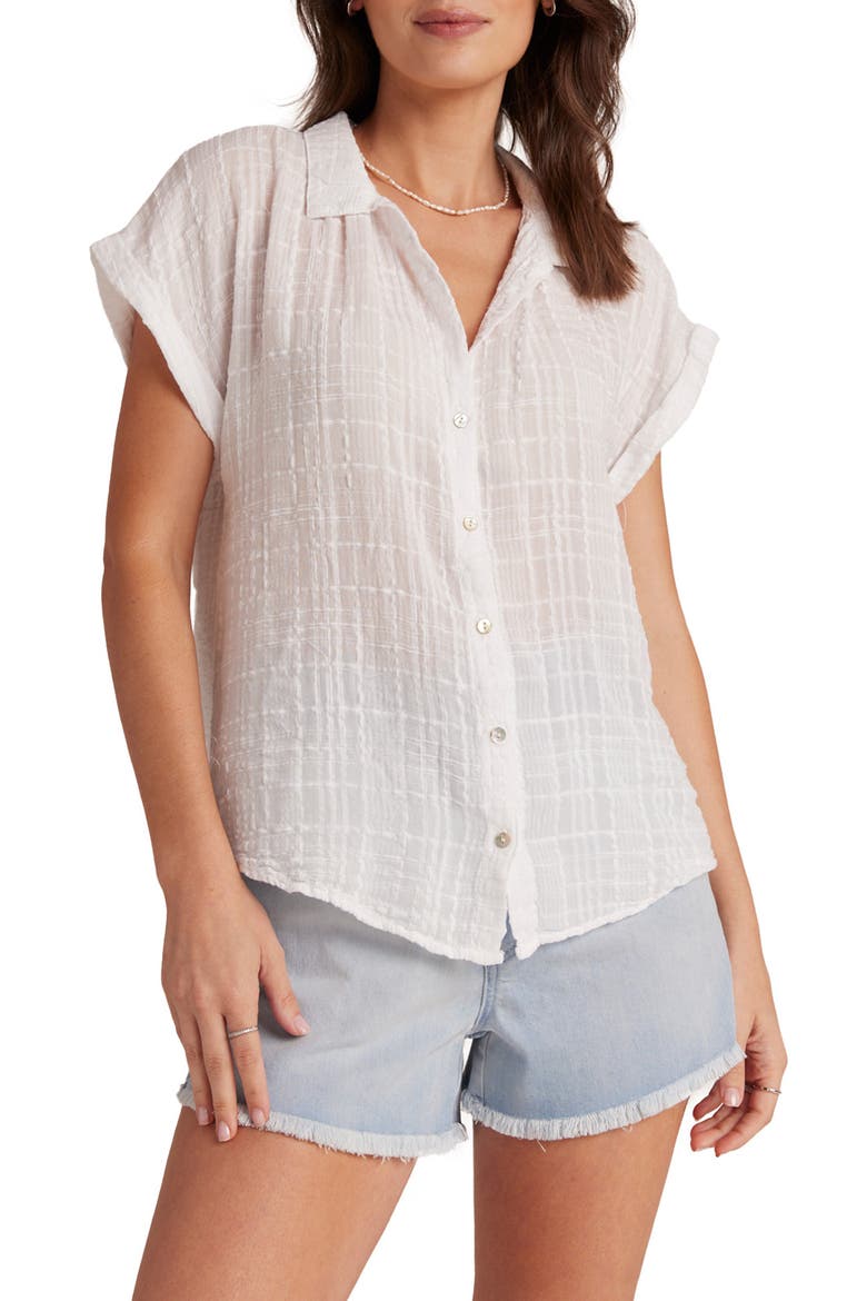 Cap Sleeve Button-Up Top, Main, color, WHITE