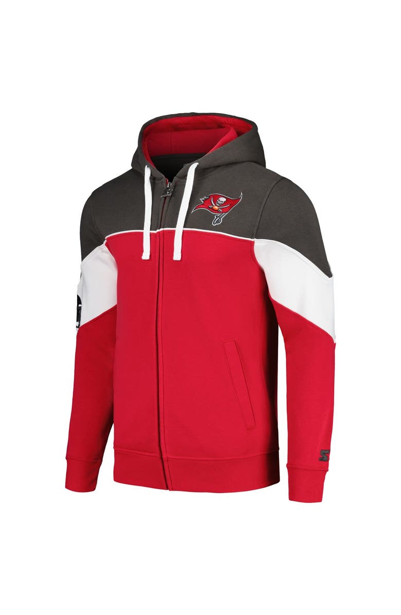 STARTER Men's Starter Red/Pewter Tampa Bay Buccaneers Running Back Full-Zip Hoodie, Alternate, color, Red