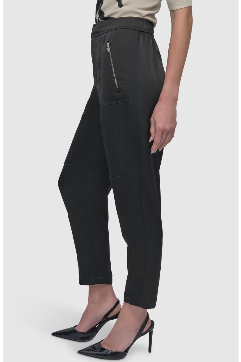 Zip Pocket Satin Pants, Alternate, color, BLACK