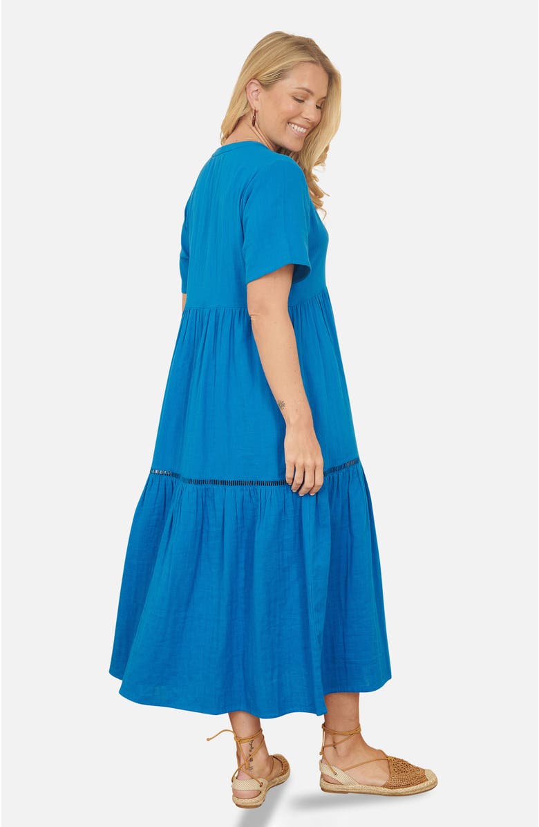 Yumi Cotton Kaftan Midi Dress, Alternate, color, Blue