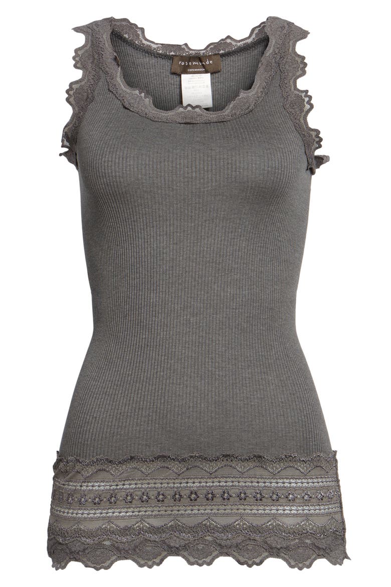 Silk & Cotton Rib Knit Tank, Alternate, color, DARK GREY