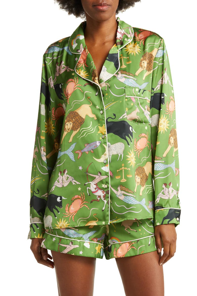 Zodiac Green Short Pajamas, Main, color, MOSS GREEN