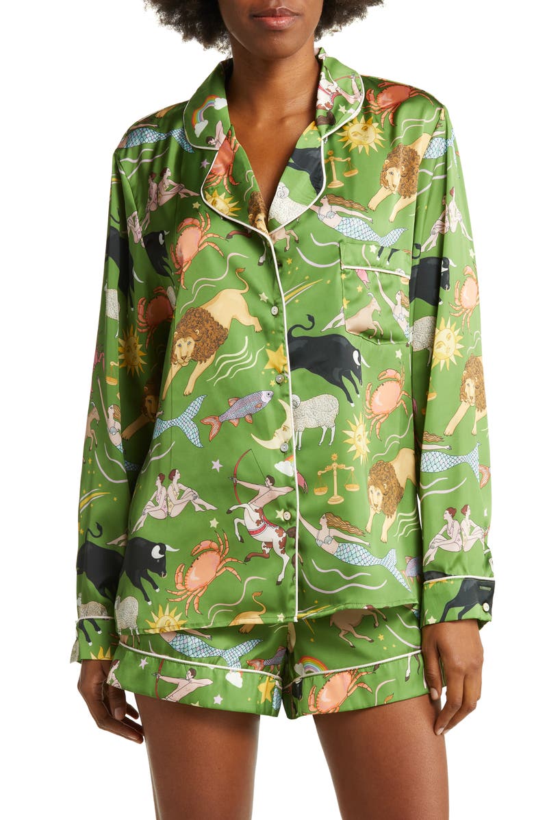 Karen Mabon Zodiac Green Short Pajamas, Main, color,