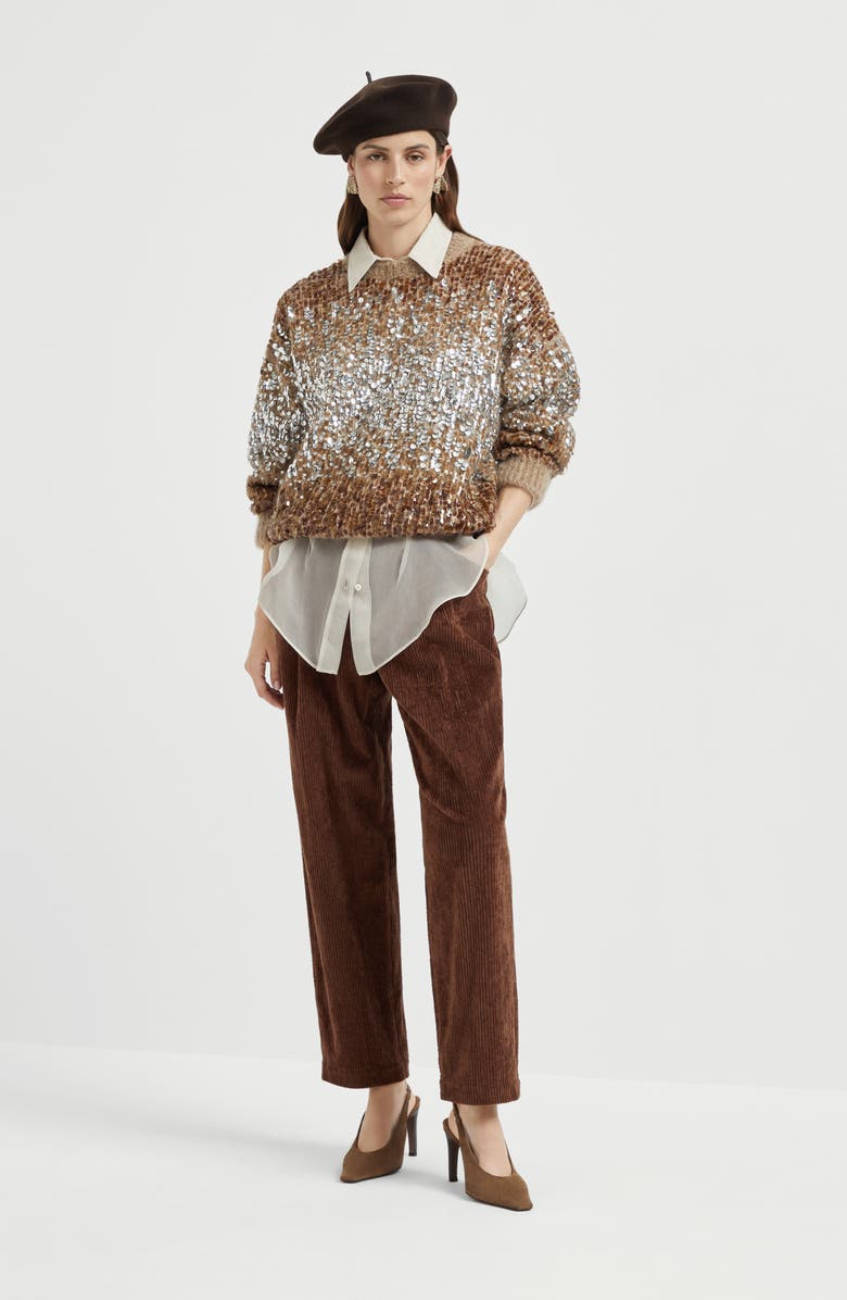 Brunello Cucinelli Corduroy Baggy trousers, Alternate, color, Brown