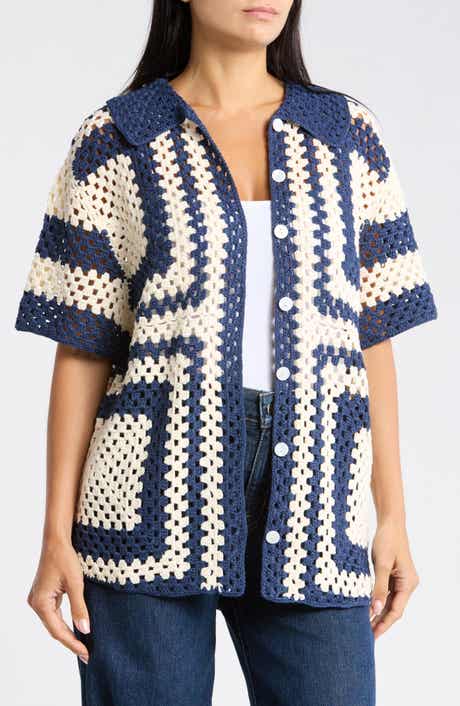 FRNCH Pilar Short Sleeve Crochet Cardigan