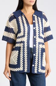 FRNCH Pilar Short Sleeve Crochet Cardigan