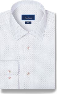 David Donahue Trim Fit Stretch Micro Neat Dress Shirt