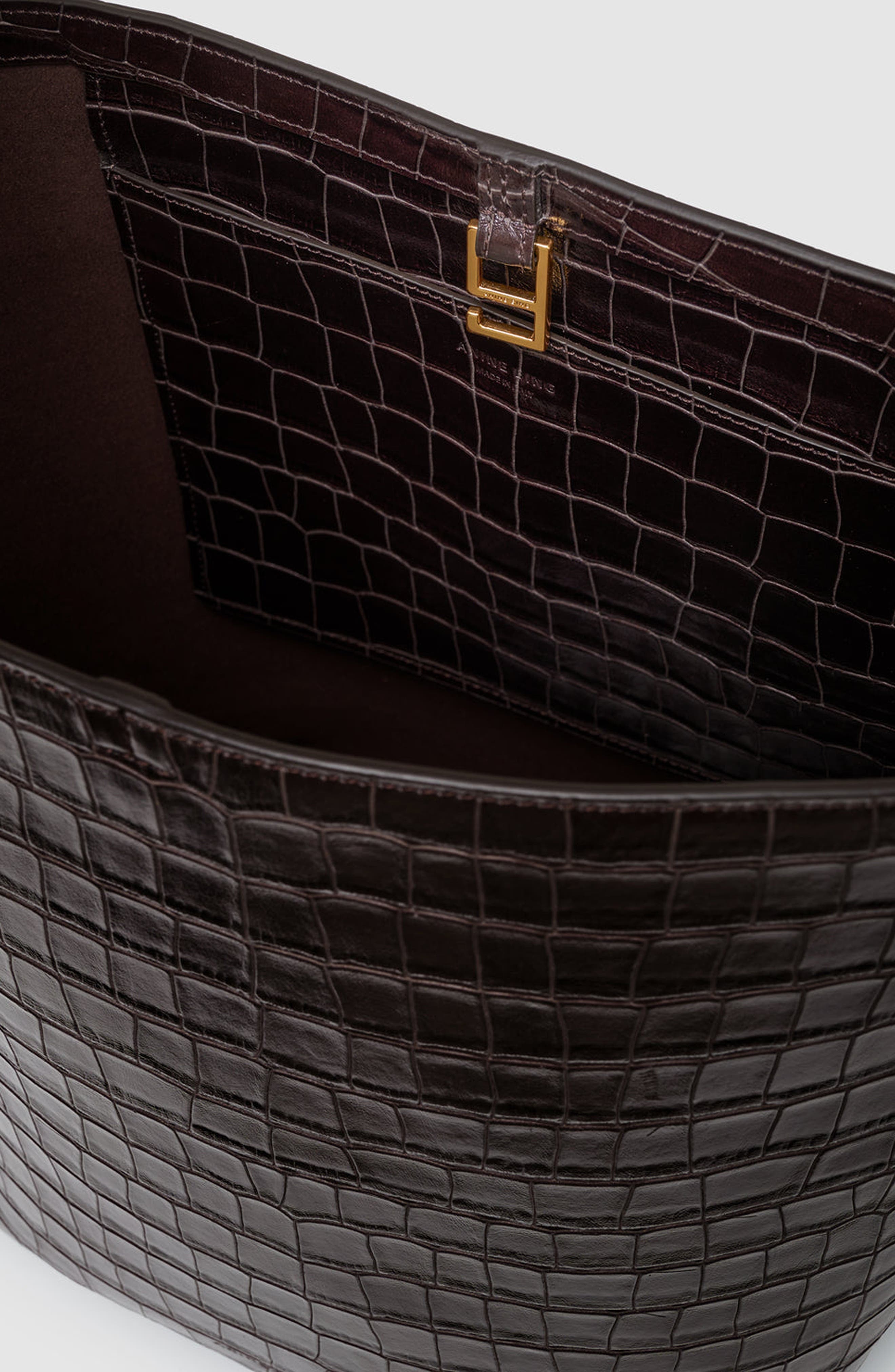 Elly Embossed Bucket Bag, Alternate, color, Dark Brown