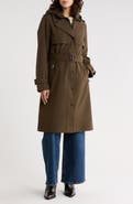 BCBGeneration Belted Water Resistant Raincoat with Bib