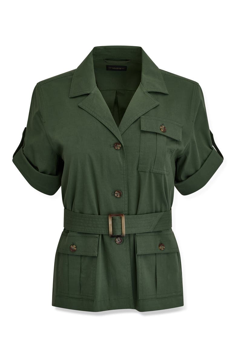 Short Sleeve Belted Jacket, Alternate, color, VERDE