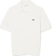 Lacoste Johnny Collar Cotton Blend Bouclé Knit Polo Sweater