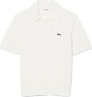Lacoste Johnny Collar Cotton Blend Bouclé Knit Polo Sweater