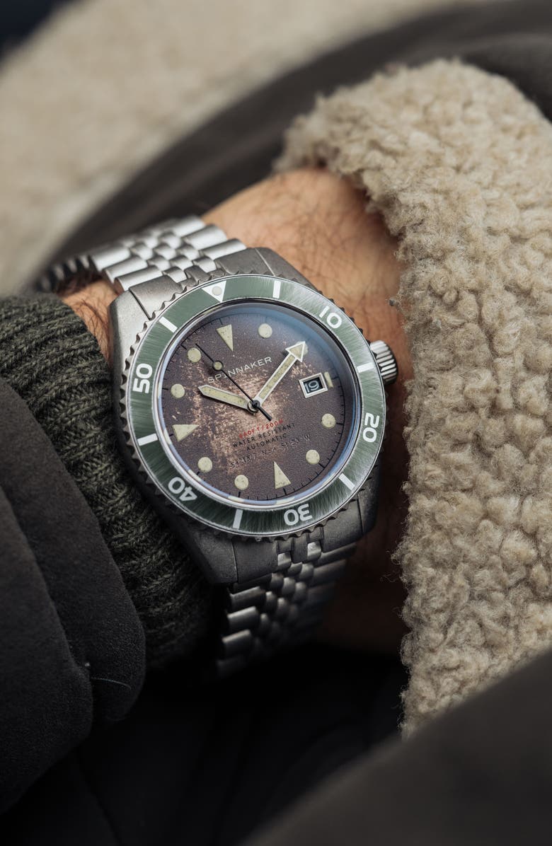 SPINNAKER Wreck Automatic Bracelet Watch, 44mm, Alternate, color, Brown