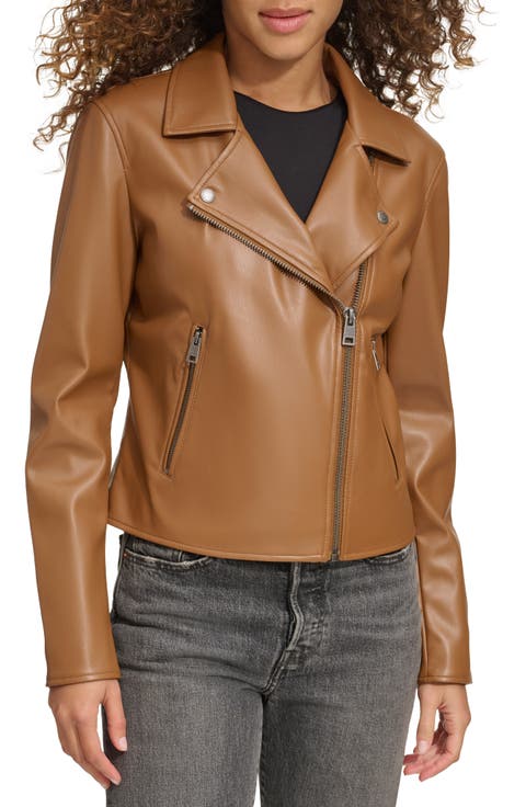 Shrunken Faux Leather Moto Jacket
