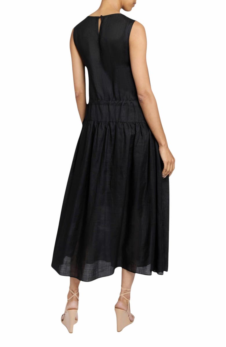 Santorelli MISTY Sleeveless Drop-Waist Midi Dress in Lightweight Ramie, Alternate, color,