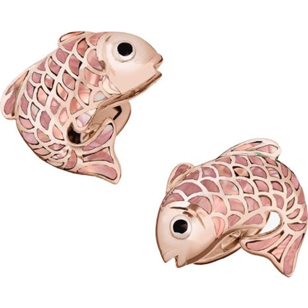 Jan Leslie Koi Fish Mother Of Pearl Sterling Cufflinks In Gold