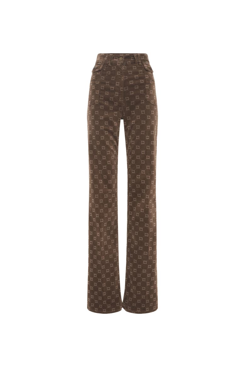 Anna Flared Monogram Jeans, Alternate, color, Coffee