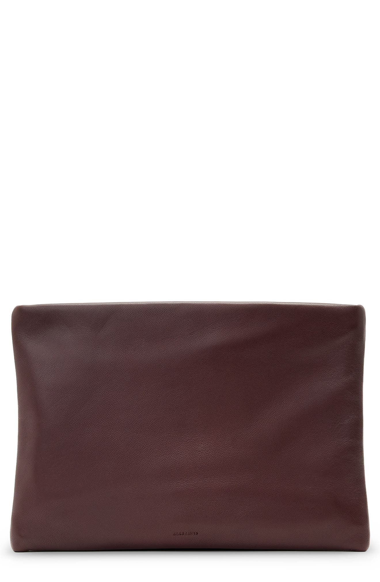 AllSaints Bettina Sheepskin Leather Clutch, Main, color, 