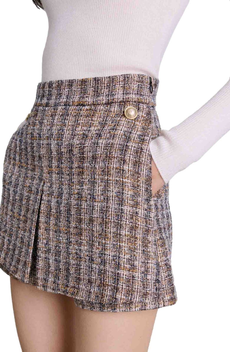 maje Tweed skort, Alternate, color, 