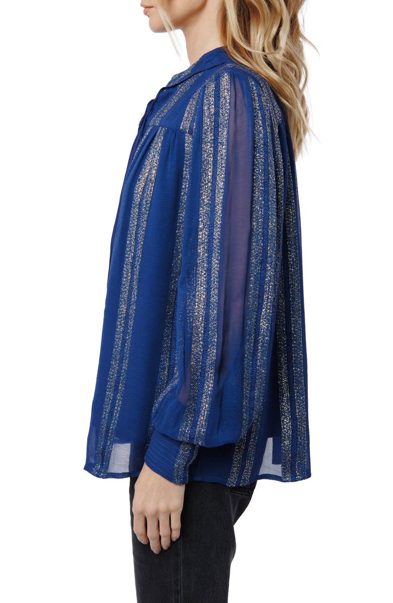 CIEBON Rosalie Split Neck Top, Alternate, color, Navy