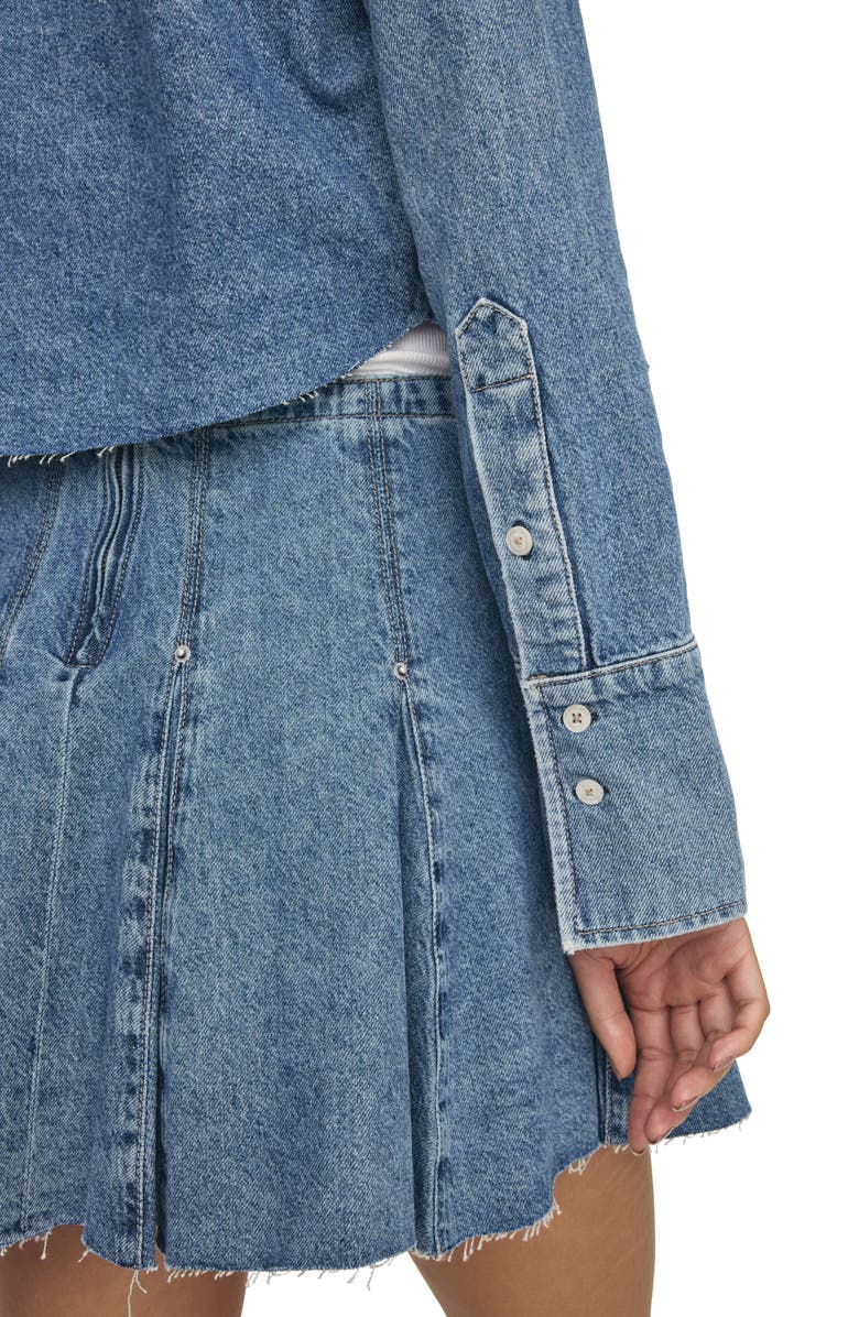 WARP+WEFT Lass Pleated Denim Miniskirt, Alternate, color,