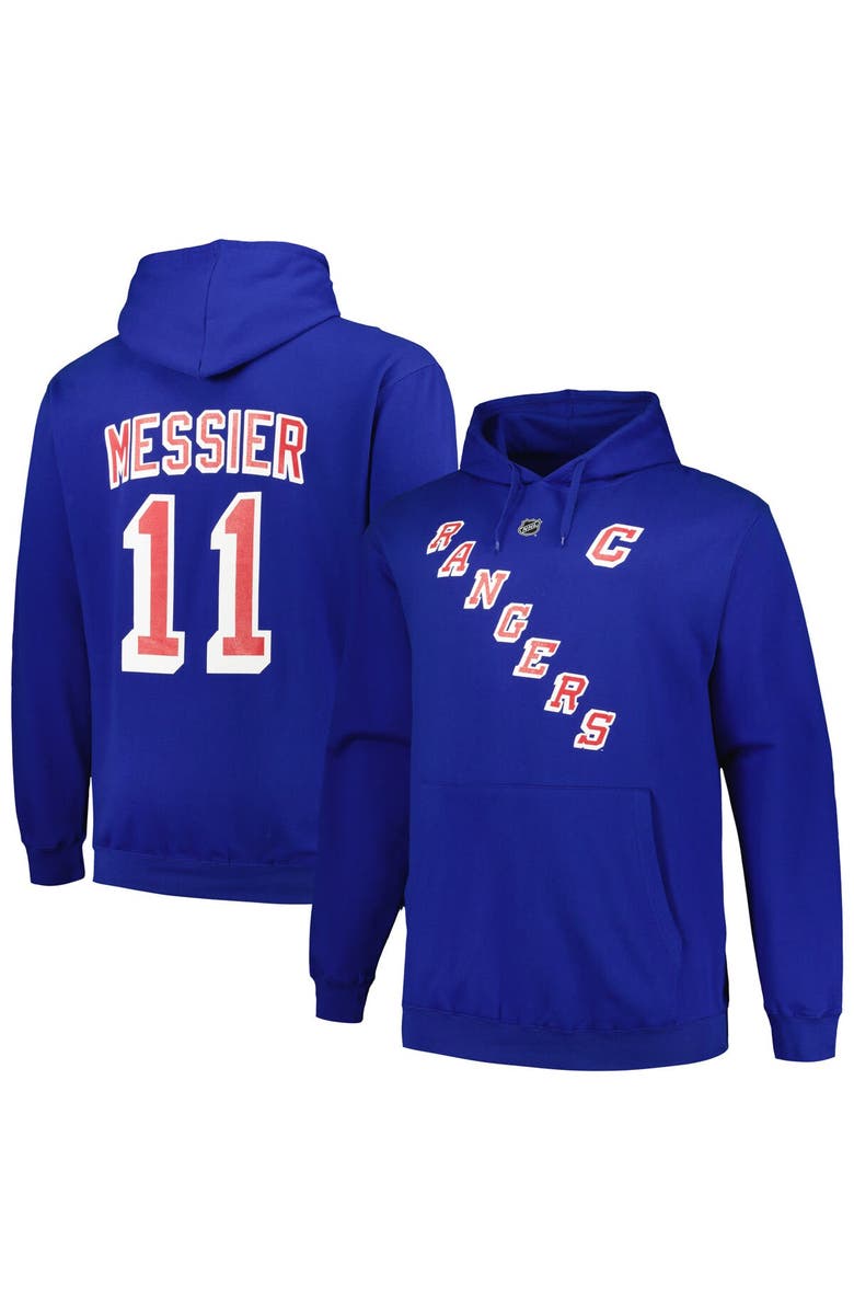 PROFILE Men's Mitchell & Ness Mark Messier Blue New York Rangers Name & Number Pullover Hoodie, Alternate, color, Blue