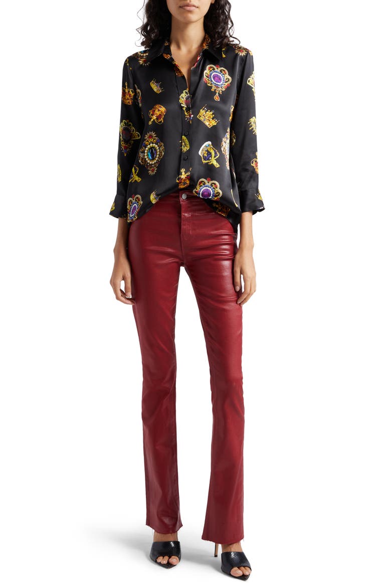 Ruth High Waist Straight Leg Pants, Alternate, color, DARK BORDEAUX COATED