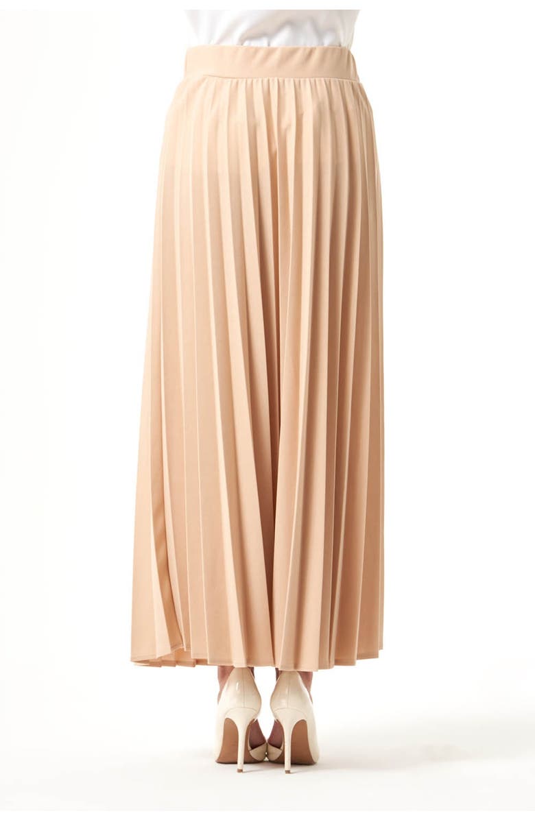 Mizalle Waisted Pleated Midi Skirt, Alternate, color, Beige