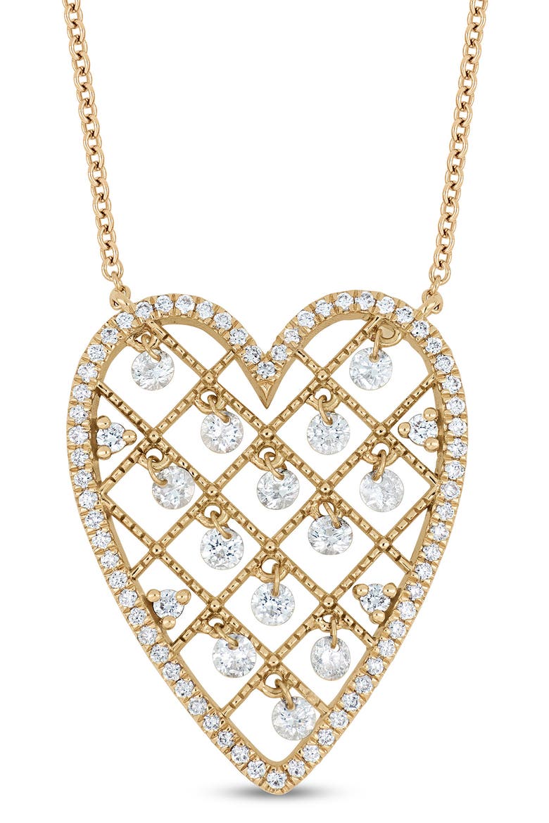 18K Gold Audrey Diamond Heart Pendant Necklace (Online Trunk Show), Alternate, color, YELLOW