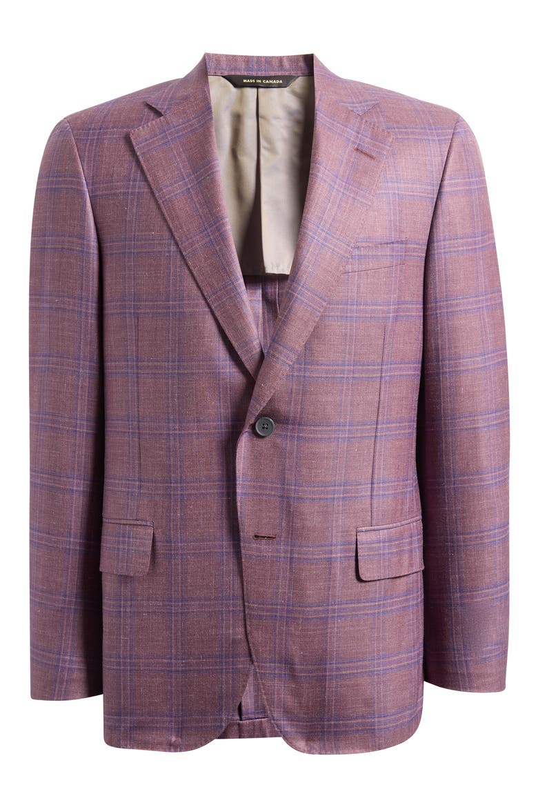 Purple Check Slub Wool Blend Sport Coat, Alternate, color, LILAC