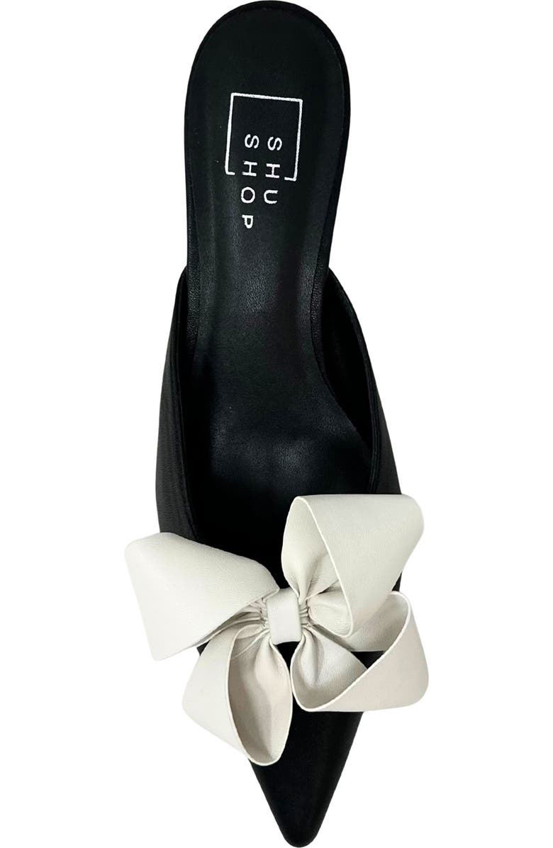 SHUSHOP Nell Pointed Toe Kitten Heel Mule, Alternate, color, Black And White