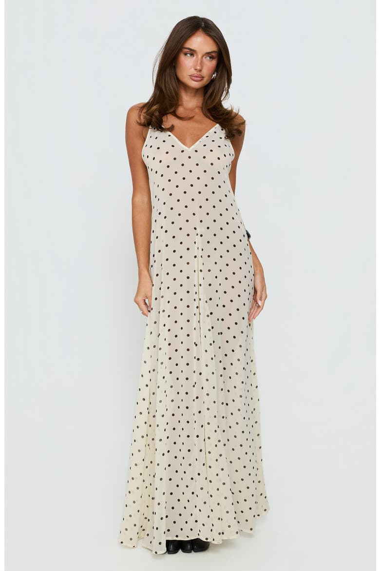 Loulah Polka Dot Chiffon Maxi Dress, Alternate, color, CREAM POLKA DOT