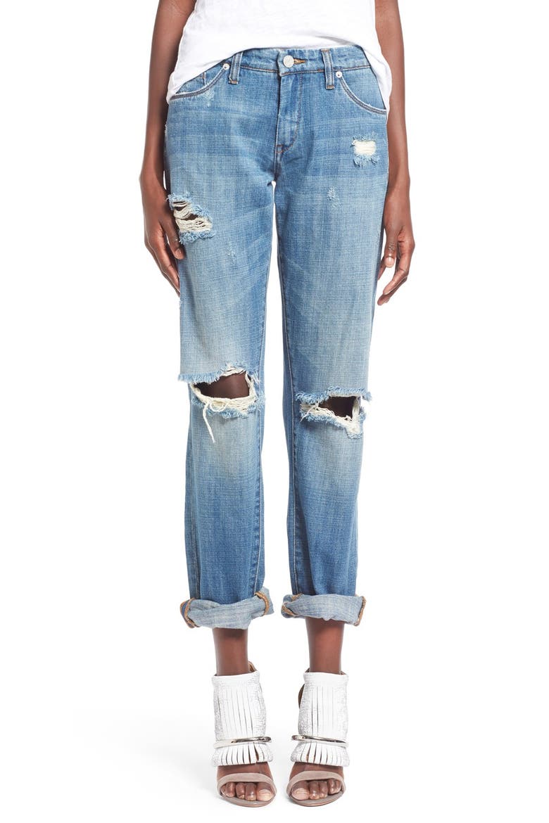 'Meant to Be' High Rise Distressed Boyfriend Jeans, Main, color, TOMBOY