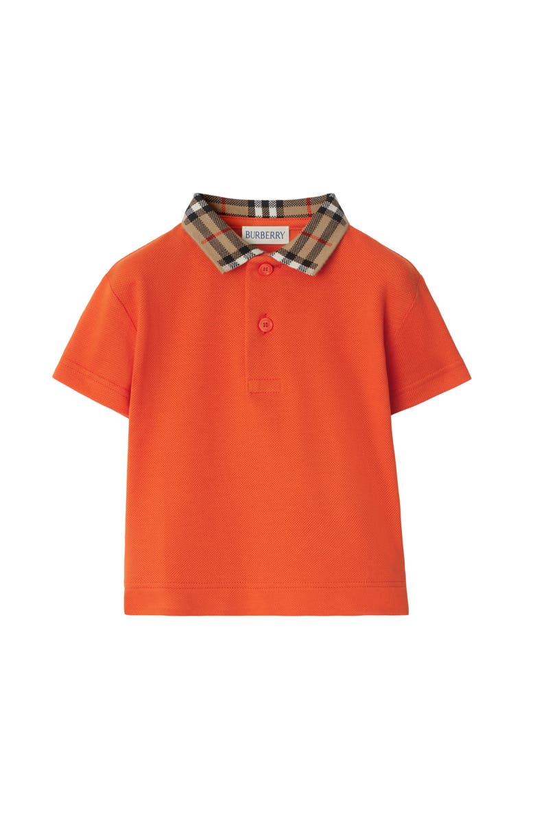 Burberry Check Collar Cotton Polo Shirt, Main, color,