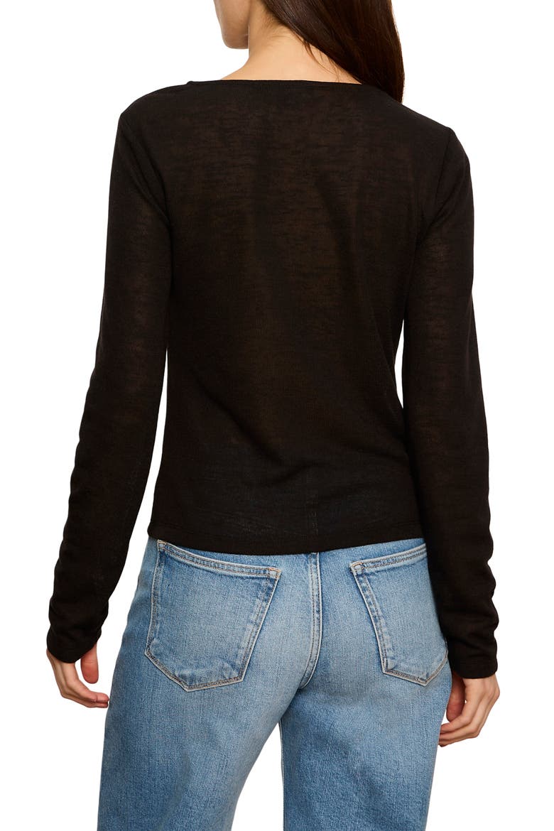 Suki Twist Detail Long Sleeve Rib Top, Alternate, color, BLACK