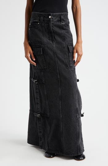 3.1 Phillip Lim Utility Denim Maxi Skirt In Washed Black