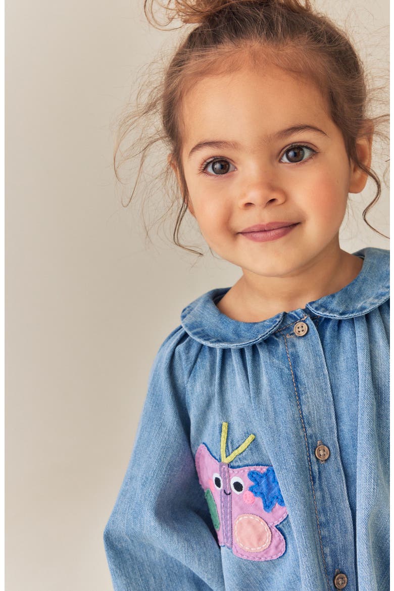 Kids' Patch Denim Dress, Alternate, color, BLUE
